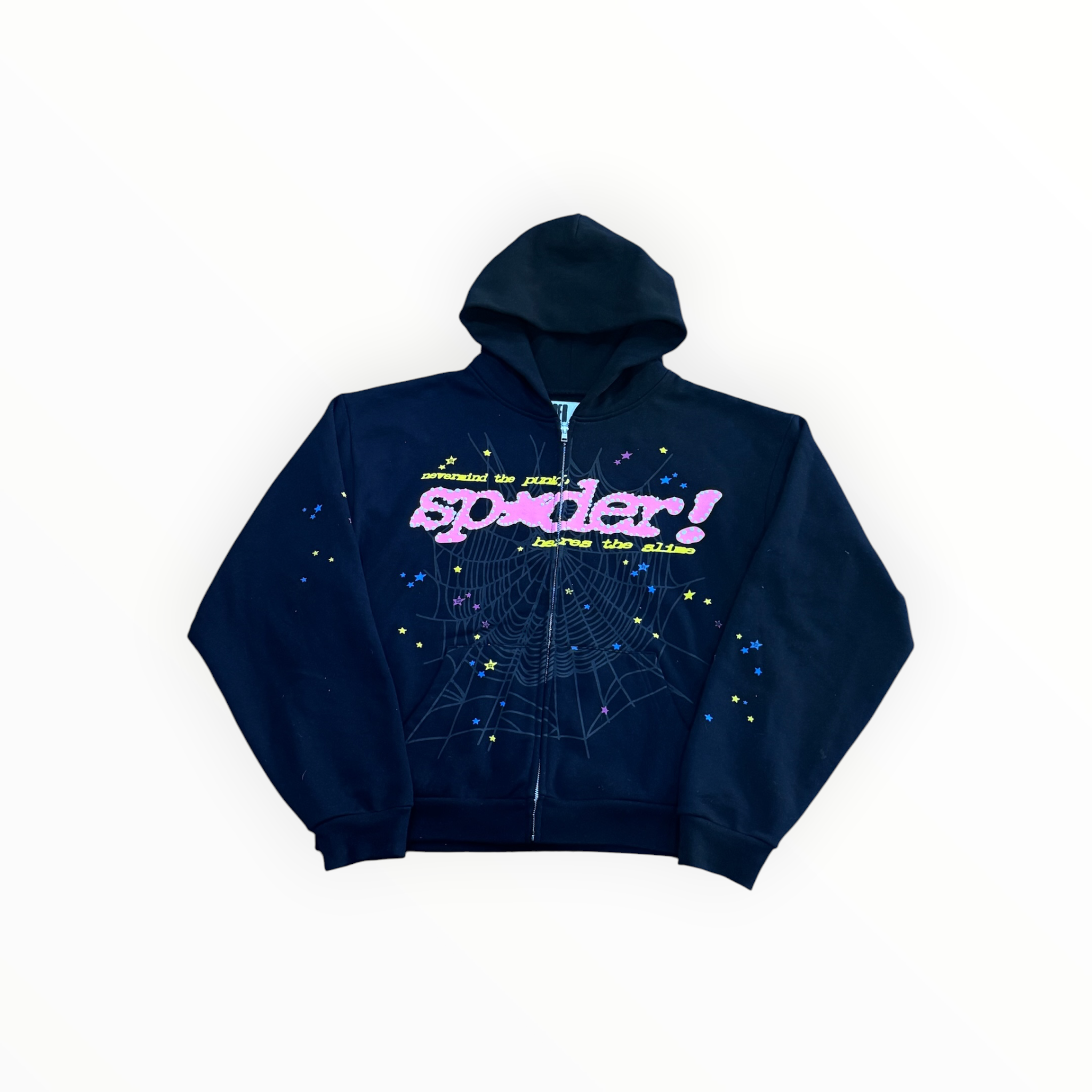 Sp5der Punk V2 Zip Up Hoodie Black