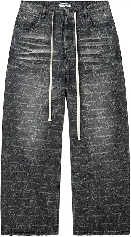 Vale Forever Washed Grey Script Denim