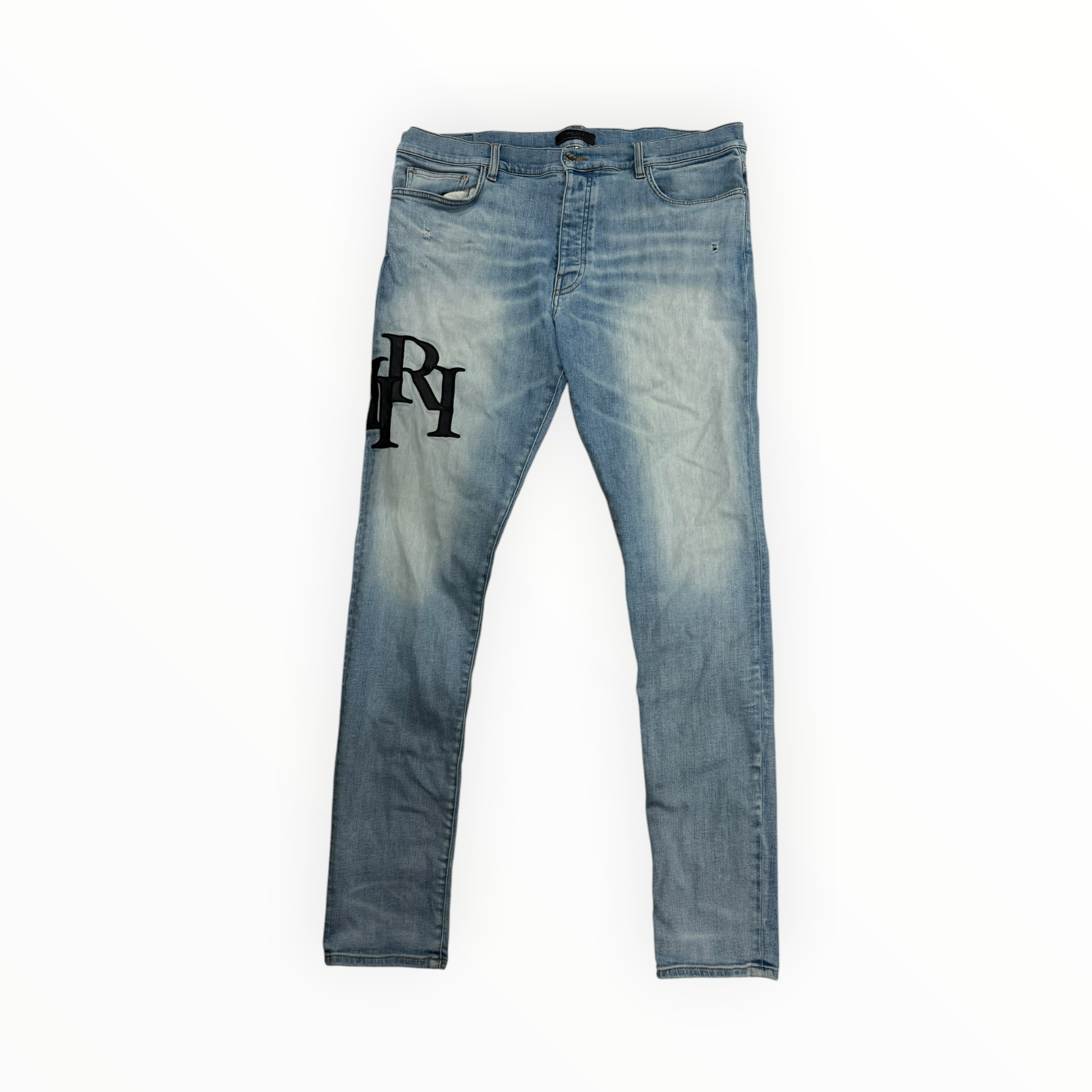 Amiri Staggered Logo Denim Blue/Black