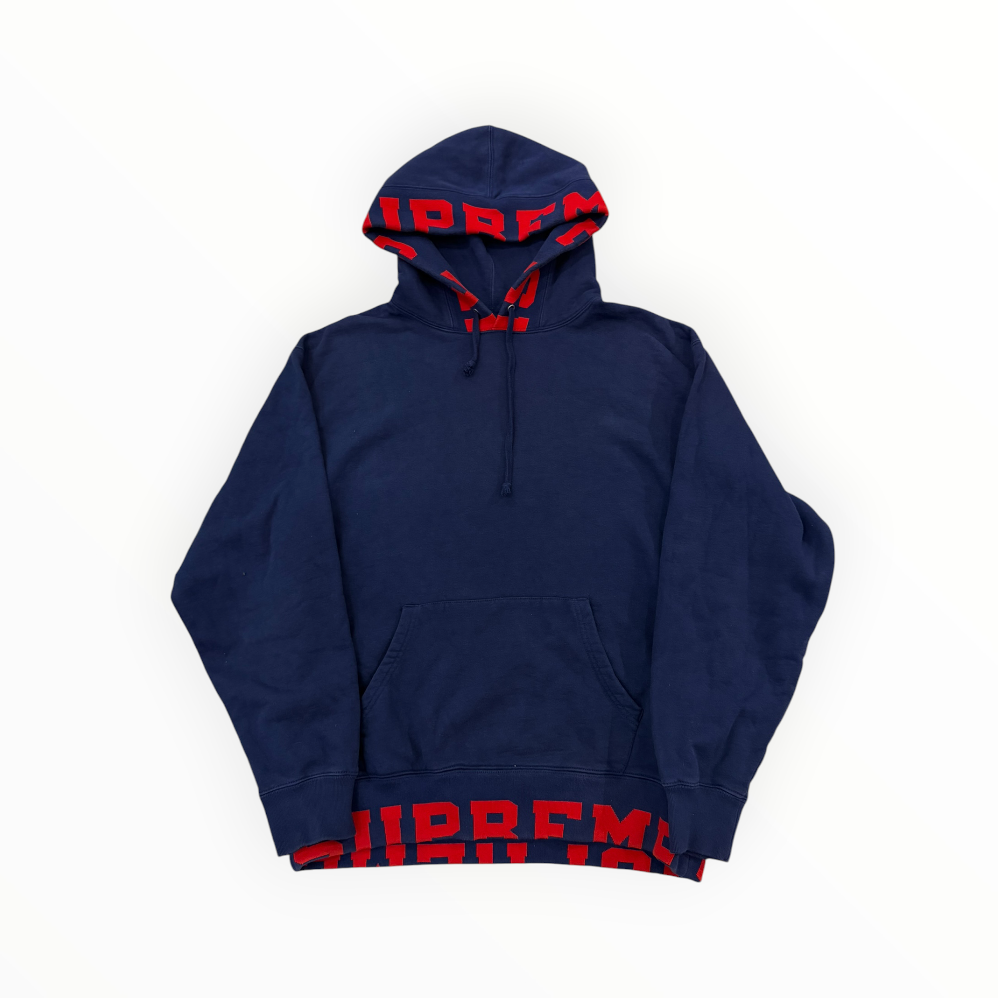 Supreme Cropped Logos Hooded Sweatshirt Dark Blue