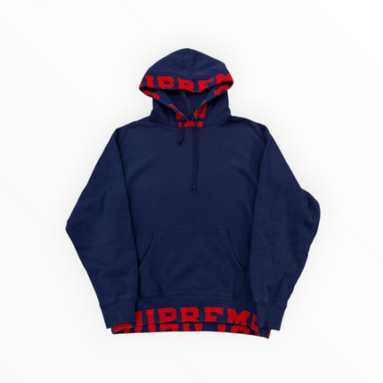 Supreme Cropped Logos Hooded Sweatshirt Dark Blue