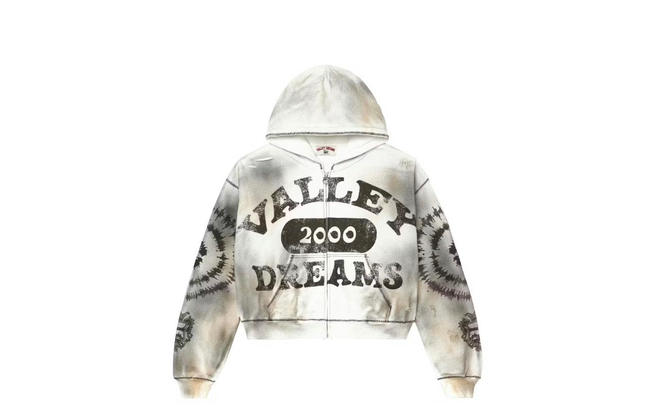 Vale Forever Spiral Zip Up Hoodie Ash Grey