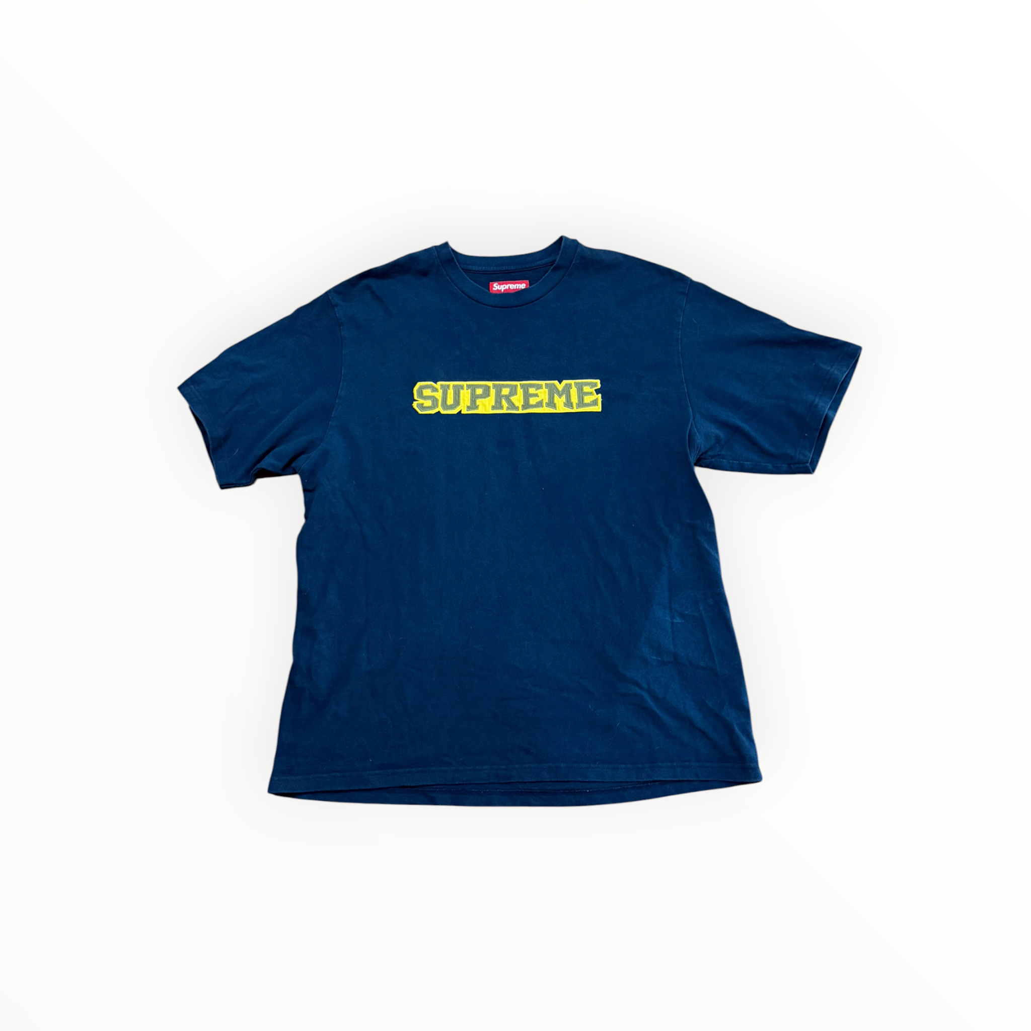 Supreme Satin Appliqué S/S Top Navy