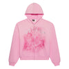Sp5der OG Web V2 Spray Zip Hoodie Light Pink