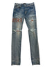 Amiri Leather Stitch Logo Denim