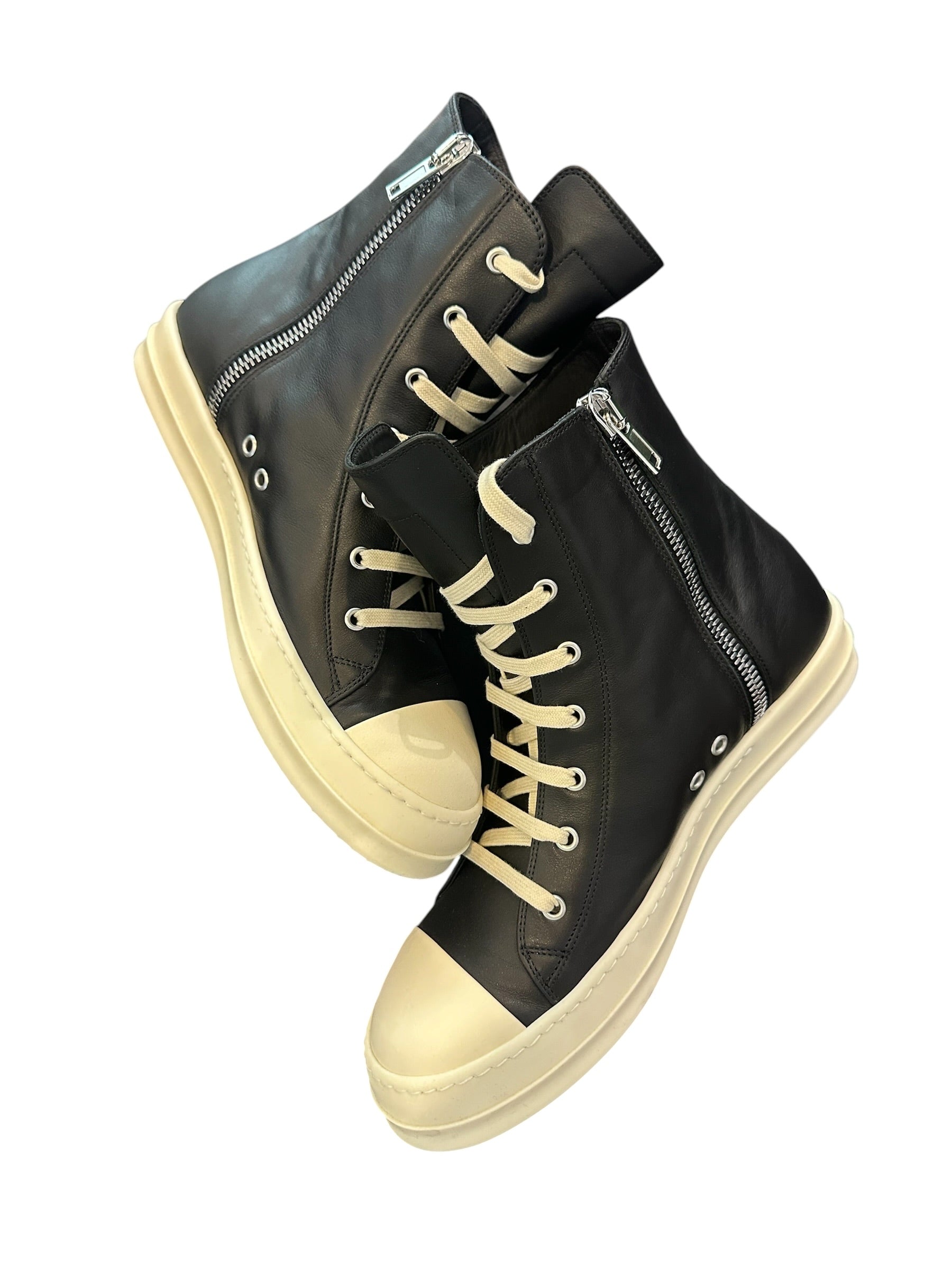 Rick Owen Leather Mainline High Black/Milk