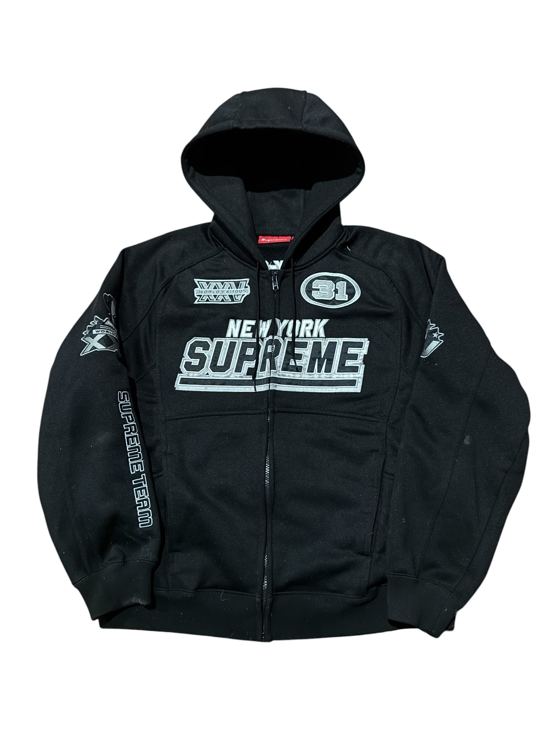 Supreme Football Zip Up Hooded Sweatshirt (FW25) Black