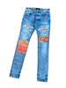 Amiri MX1 Orange Paisley Patch Blue Denim