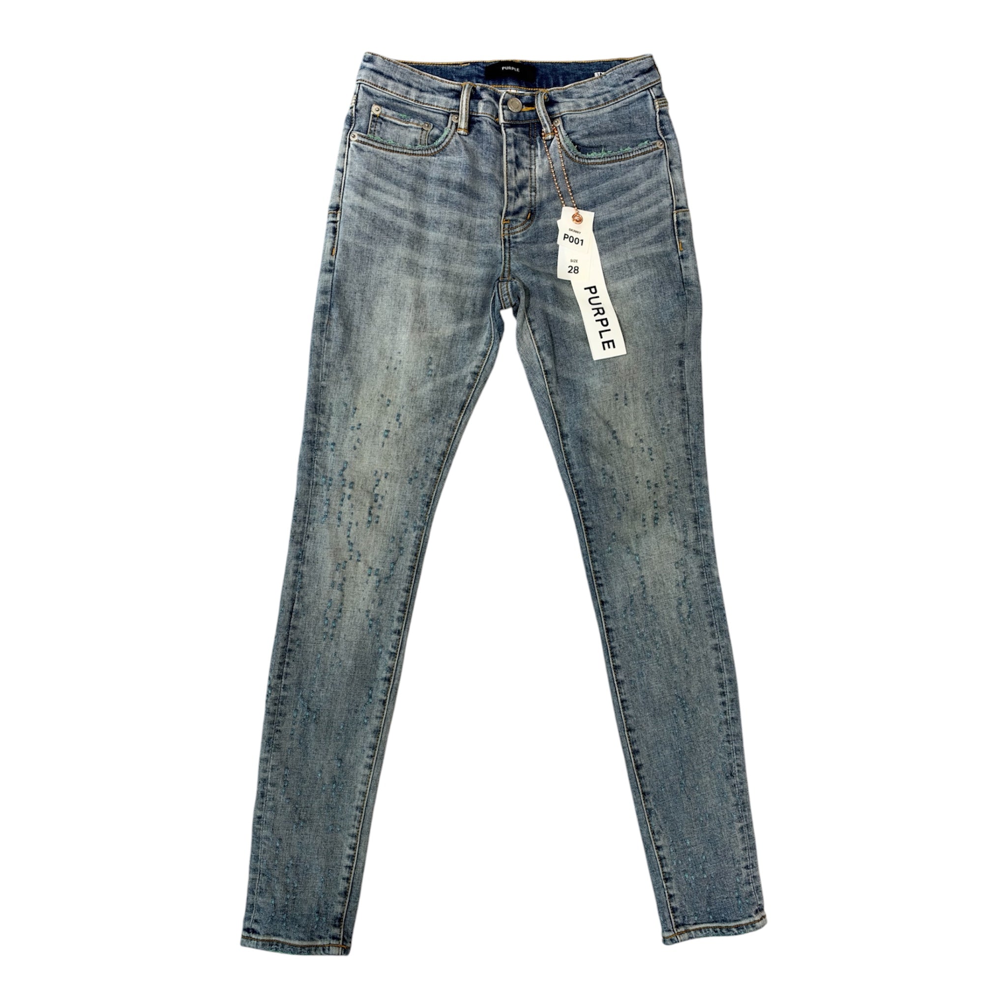 Purple Brand P001 Skinny Distressed Light Blue Denim